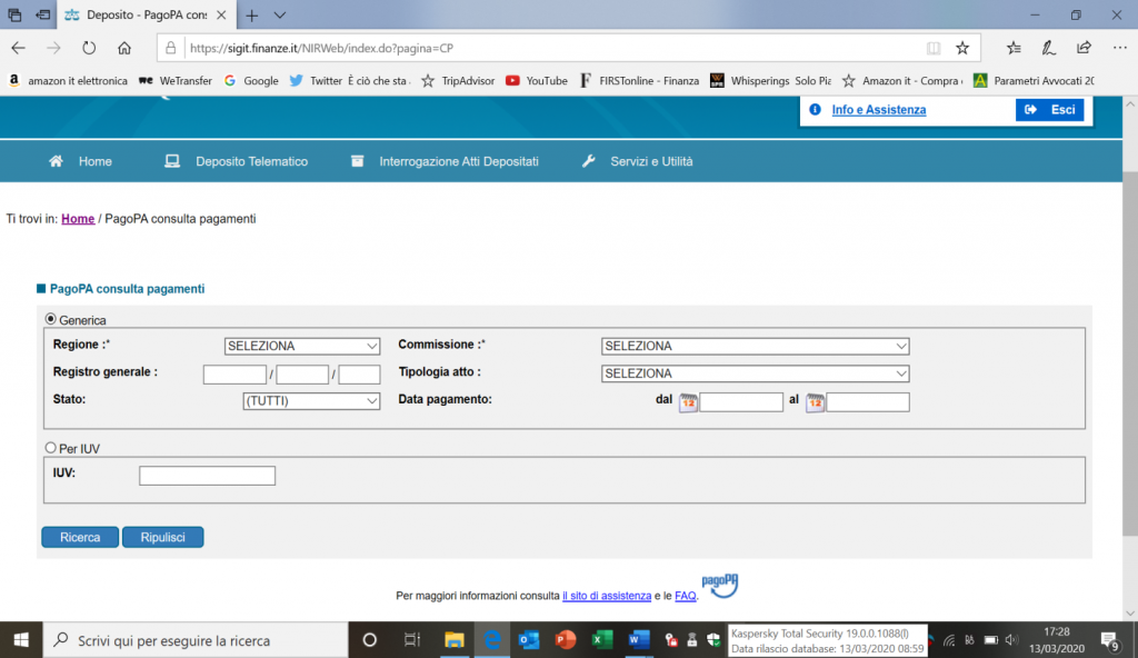 Contributo Unificato Telematico pagamenti CUT